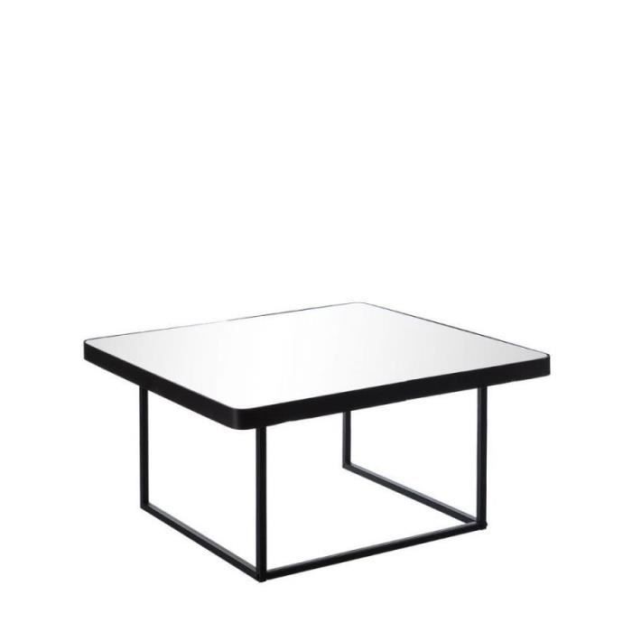 Table Basse Metal Noir Avec Plateau Miroir Block L 75 X L 75 X