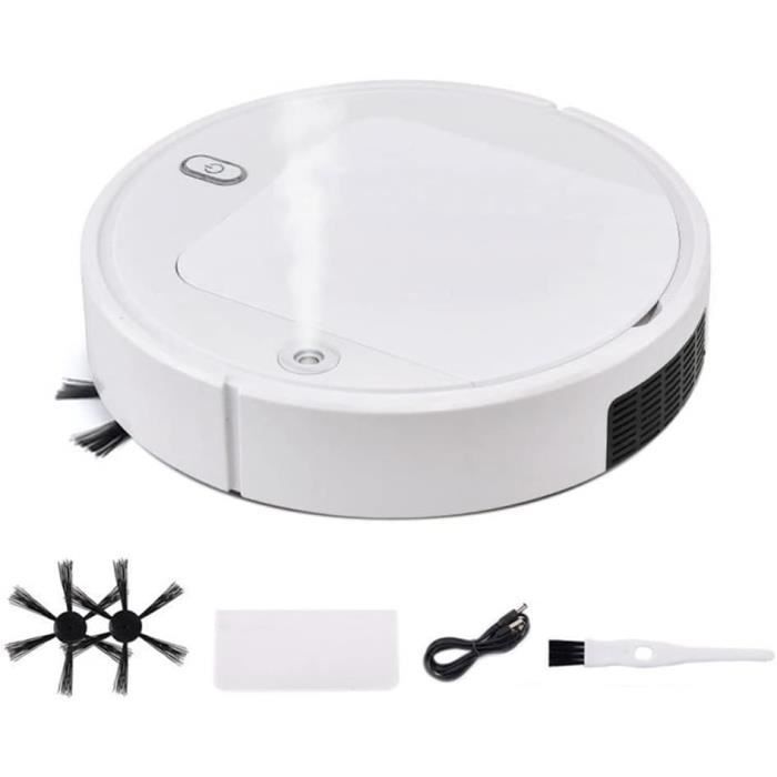 Robot Aspirateur Intelligent 3-en-1 Autonome Blanc - Nettoyage Sec et Humide