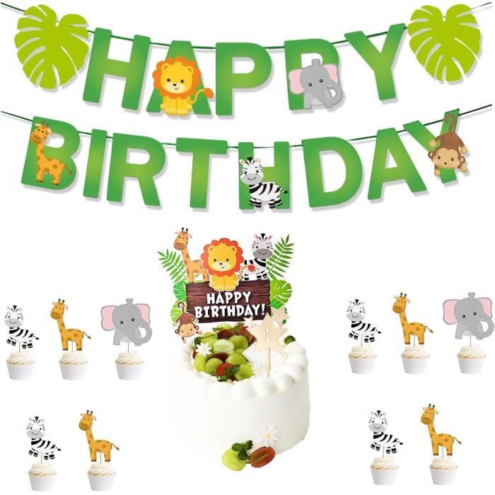 Décoration Anniversaire Thème Jungle JeVenis - Bannière Safari Animaux - Pour Fête Wild One - Décoration Enfant
