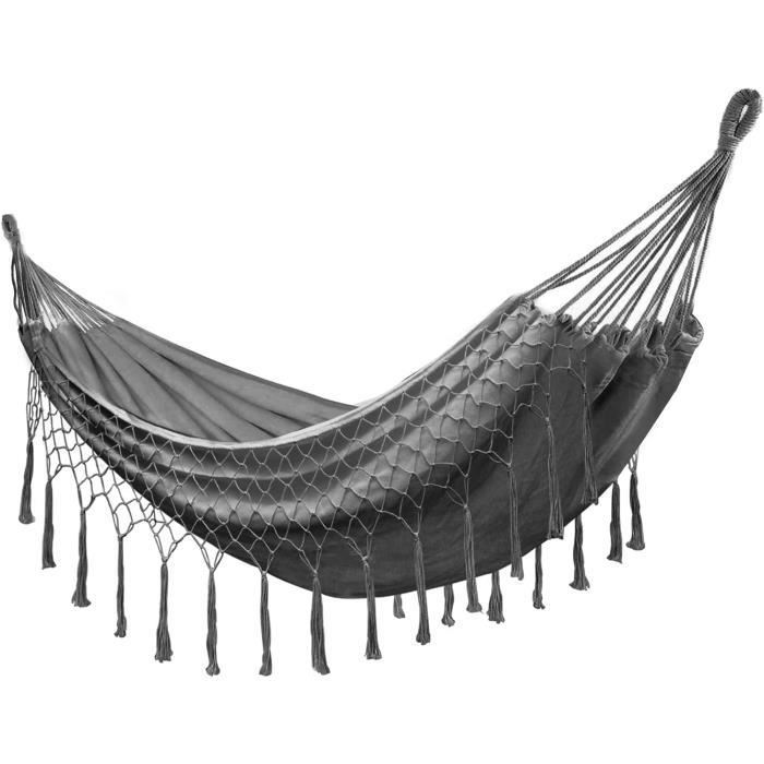 Hamac Double 260x150cm Pour 1-2 Personnes - Coton Renforcé, Charge 200kg | Pour Jardin, Camping, Détente