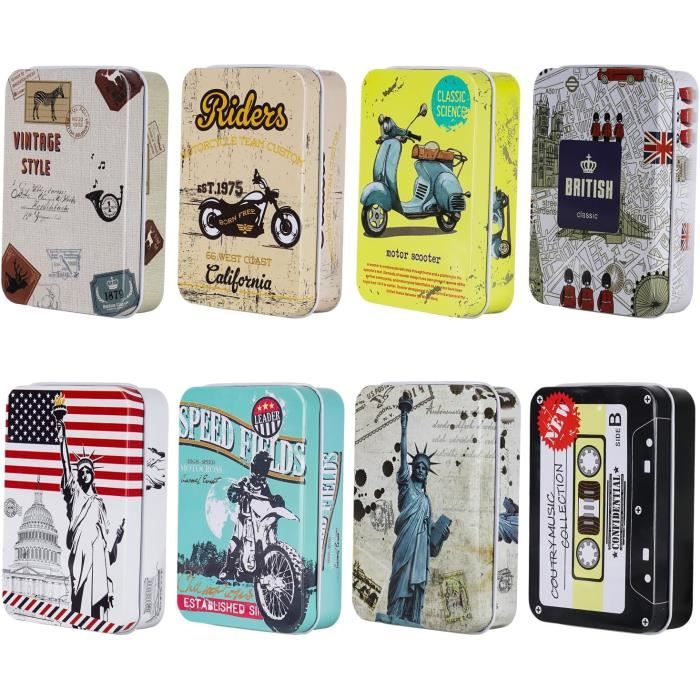 12 Pièces Petite Boîte Métallique Rectangulaire avec Couvercle, Mini
