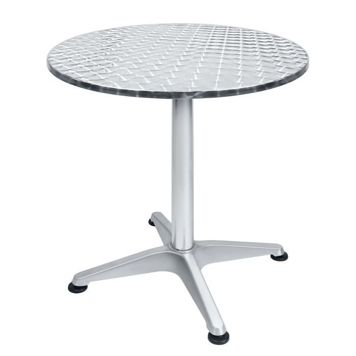 uisebrt table haute pliante 2 en 1 en aluminium et acier inoxydable, table de bar hauteur réglable pour intérieur, diamètre 60 cm
