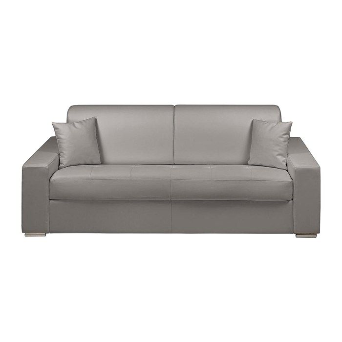 Canapé 4 places convertible express en simili - Gris - Couchage à lattes larges 160 cm - Matelas 14 cm EMIR