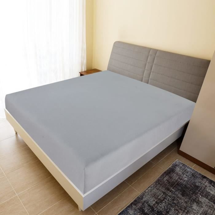 136200  vidaXL Drap-housse Jersey Gris 90x200 cm Coton