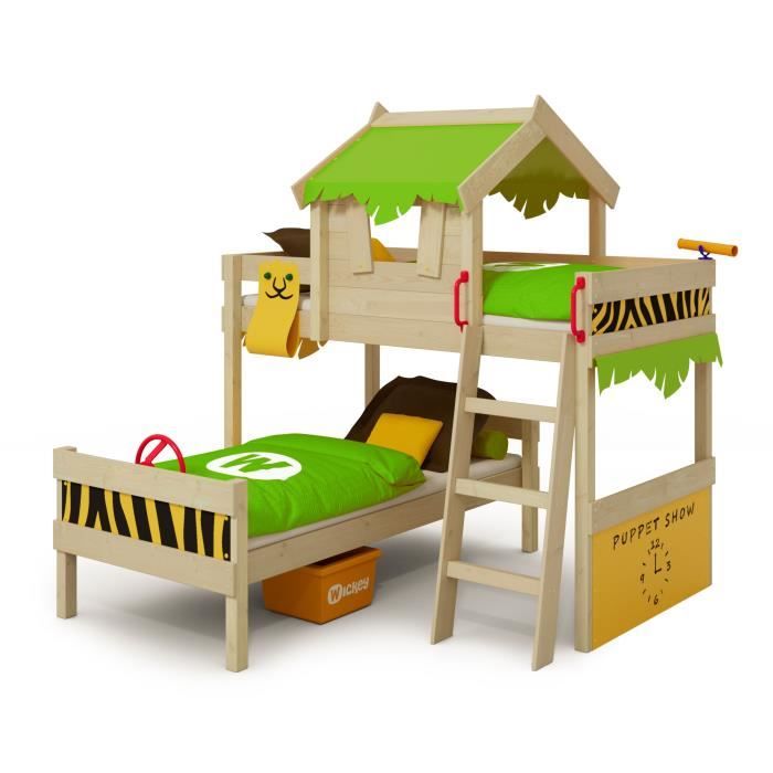 Lit Enfant Design Safari Lit Superpose En Plusieurs Combinaisons De Couleurs 90x200 Cm Wickey Crazy Jungle Achat Vente Lits Superposes Cdiscount