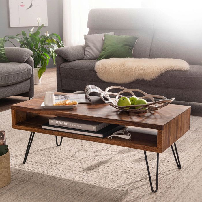 WOHNLING table basse bois massif 100x40x50 cm salon table canapé table table WOHNLING table basse bois massif 100x40x50 cm salon table canapé table table