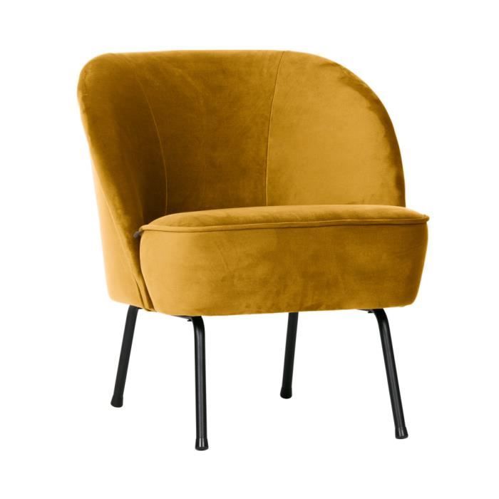 Fauteuil Lounge En Velours Vogue Couleur Jaune Moutarde Achat Vente Fauteuil Cdiscount