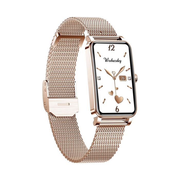 Bracelet Connecté Femme Étanche IP68 Avec Écran HD Et Moniteur De Santé Or YONIS