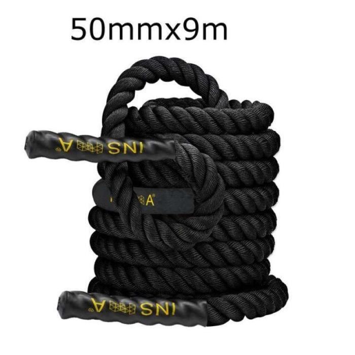 Corde De Combat Yes4All - 38mm X 9m - Poly Dacron - Avec Ancre Et Sangle - Pour Fitness