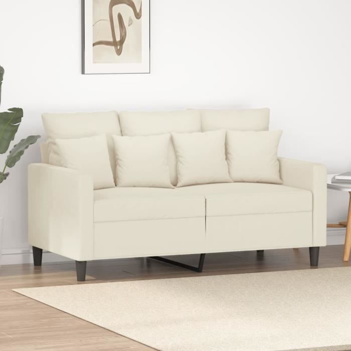 Zerodis Canapé à 2 places Crème 120 cm Velours RR022