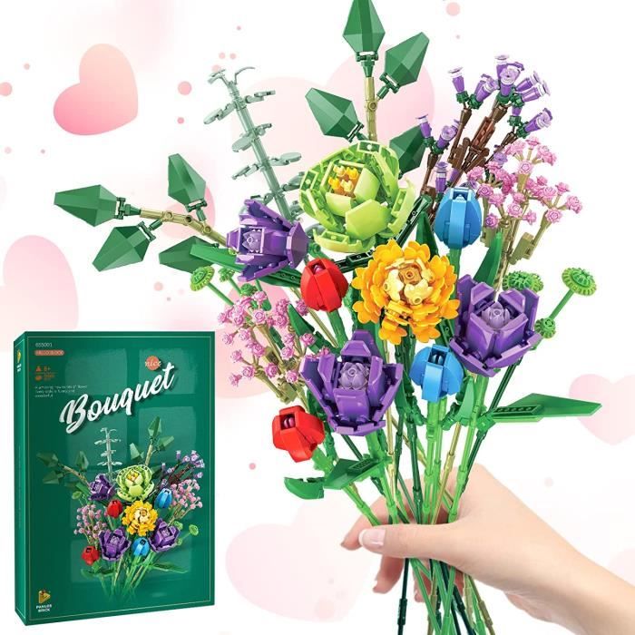 Kit De Construction De Fleurs 543 Pièces – Bouquet Artificiel ABS – Cadeau Fête Des Mères – QYEHF