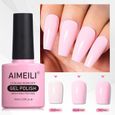 AIMEILI Rose Vernis à Ongles Semi-Permanent UV LED Nude Pink Gel Polish 10ml- Cake Pop (019)-1