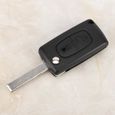 EBTOOLS Étui porte-clés Coque de protection de lame de boîtier de clé à rabat à distance de voiture 2 boutons pour PEUGEOT-1