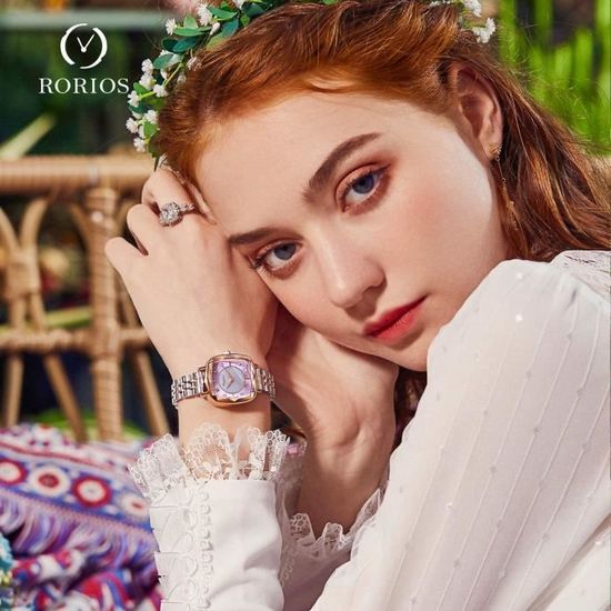 RORIOS Femme Montre Analogique Quartz Watches etoile Diamant