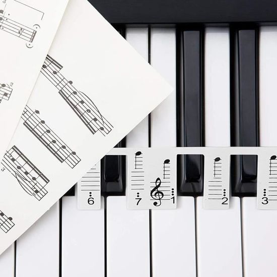 Autocollant De Clavier De Piano Notation De Portée À 88 Touches