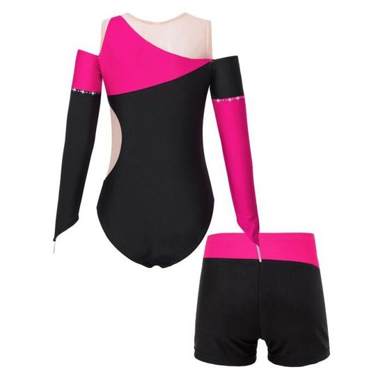 Robe De Danse Contemporaine Enfant Fille - Manches Longues, Asymétrique - Taille 5-16 Ans - Pour Patinage, Gymnastique