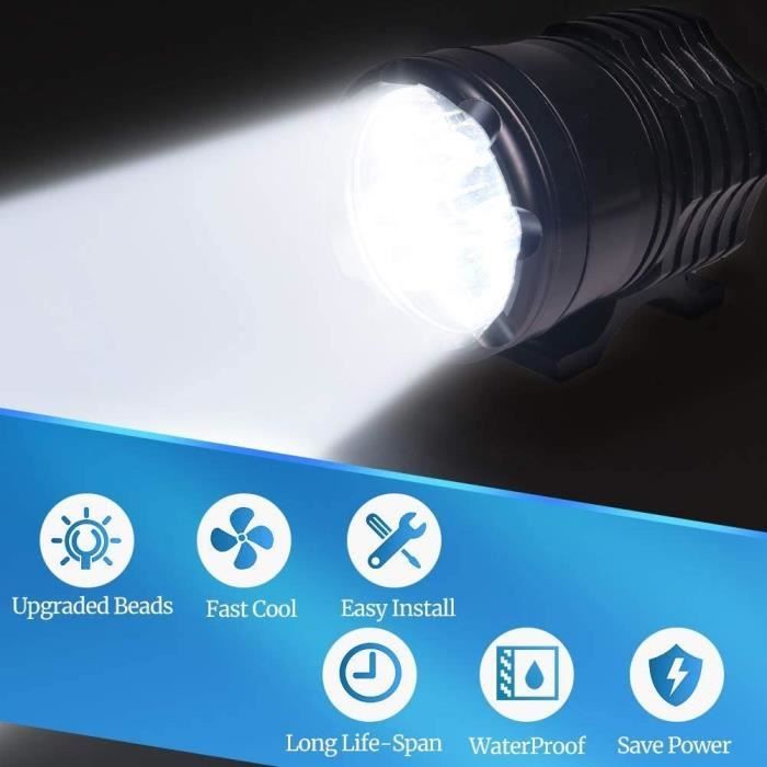 2 Phares Additionnels LED Pour Moto - 12V, 1000 Lumens, Anti-brouillard - Projecteurs Spots Avec Interrupteur