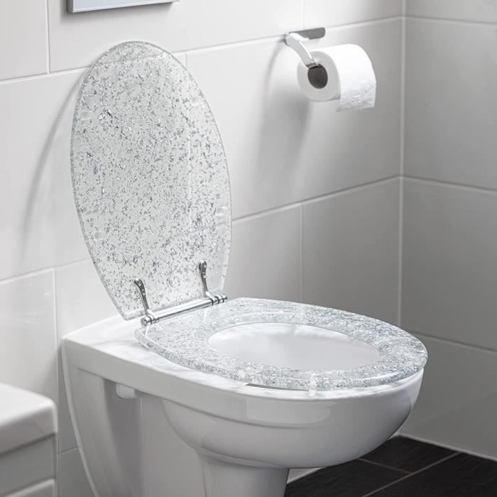 Abattants Wc - Abattant Standard Lunette Toilettes Universelle 42 X 36 45  Résine Design Gris À Paillettes Siège Cuvet - Cdiscount Bricolage