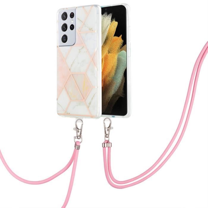 Coque Bandoulière TPU Pour Samsung Galaxy S21 Ultra 5G 6.8" Marbre