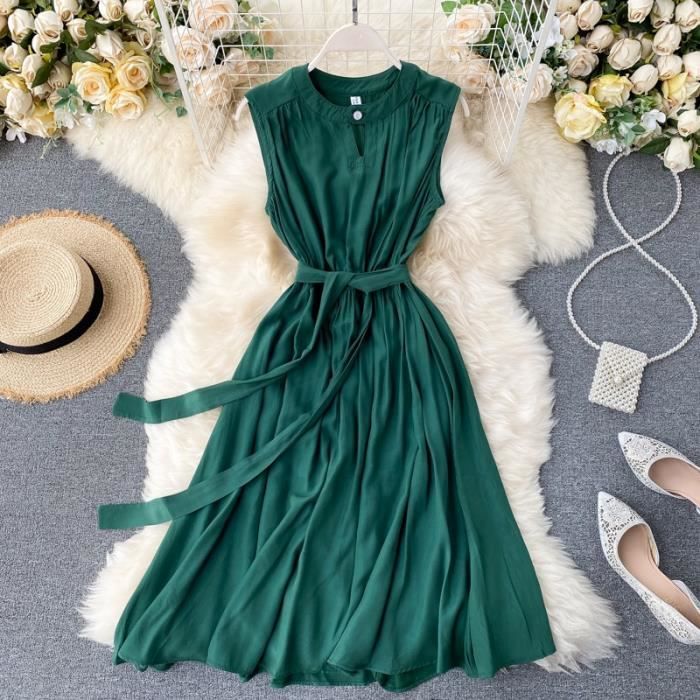 Robe Robe mi longue l gante col rond ajour e sans manches pour femme de bureau mi longue ajour e pour faire Type Black