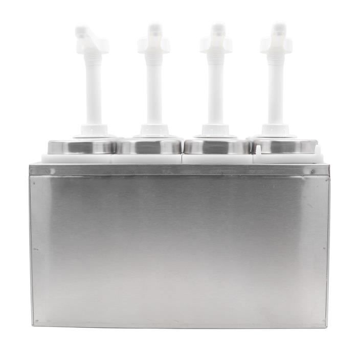 Distributeur de pompe à sauce - 2 x 4 l - En acier inoxydable - Avec pompe à sauce - Distributeur de ketchup - Double tête - 4 l