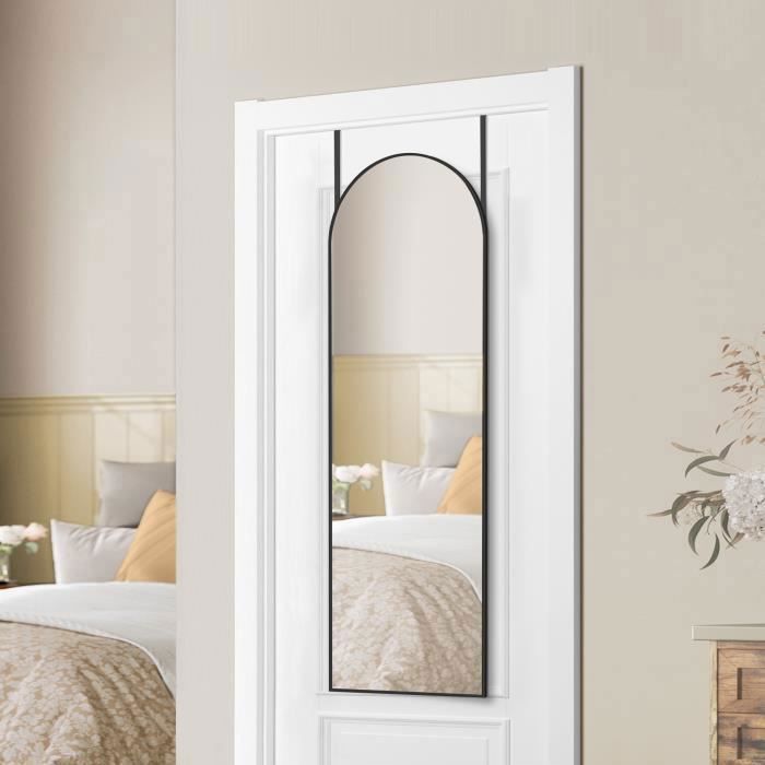 Miroir sur pied,162 x 53cm,miroir sur pied incurvé,cadre en alliage d' aluminium,miroir de chambre,noir | Leroy Merlin