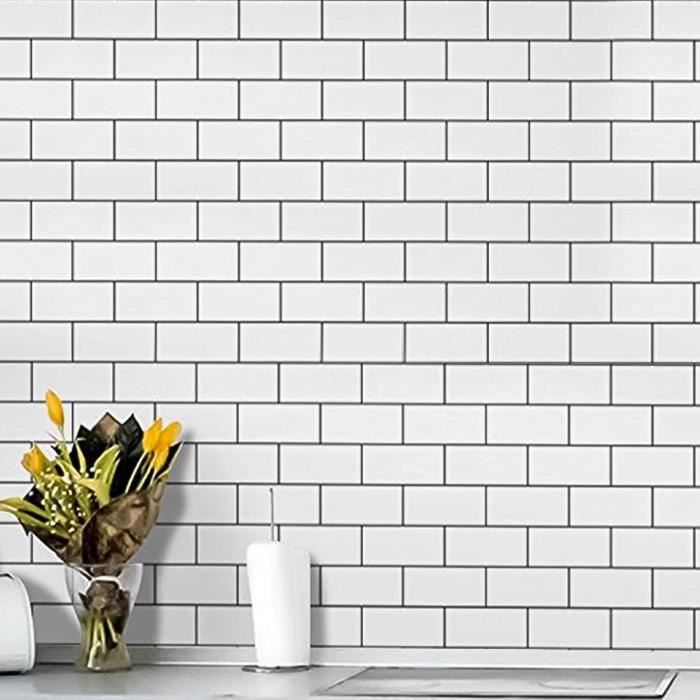 IDMarket - Crédence adhésive Murale Effet carrelage métro Blanc 10 pcs 30x30 cm