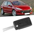 EBTOOLS Étui porte-clés Coque de protection de lame de boîtier de clé à rabat à distance de voiture 2 boutons pour PEUGEOT-2