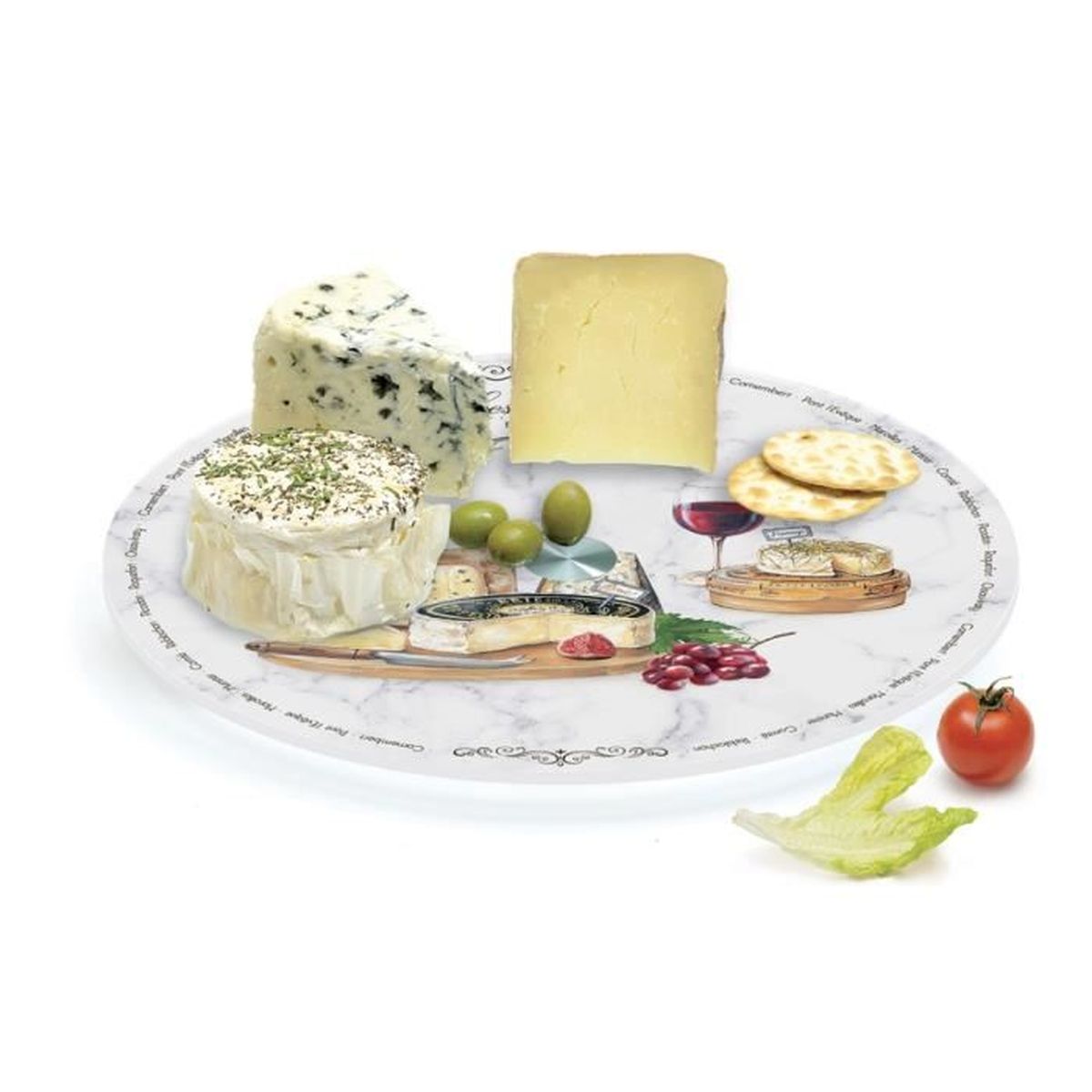 Verre 45 cm Lazy Susan Plateau tournant de assiette de service fromage Trempé Plaque