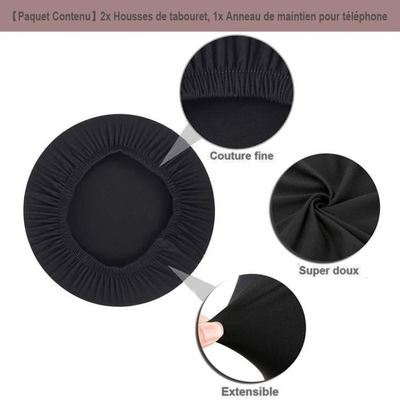 STUOARTE Lot De 2 Housses De Coussin De Chaise Rondes Lavables Avec Motif Flocon De Neige - Housses De Coussin Extensibles Pour Tabouret De Bar