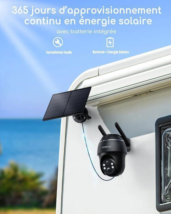 Caméra Surveillance Extérieure 4G LTE Solaire - Double Caméra 4MP, Vision Nocturne Couleur, PIR, Audio Bidirectionnel