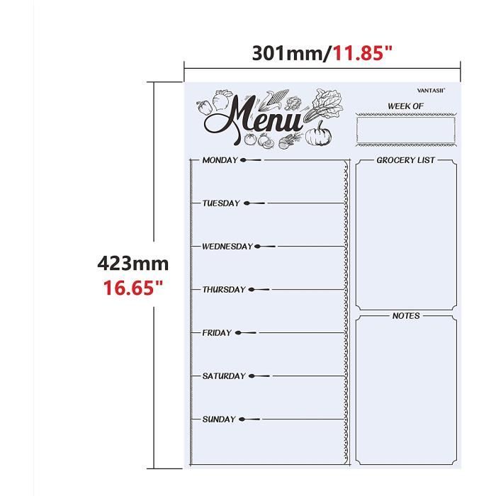 The Magnet Shop Planificateur de menus familial hebdomadaire A4  Planificateur de repas, tableau blanc et liste de courses pour votre  maison, cuisine, réfrigérateur -  France