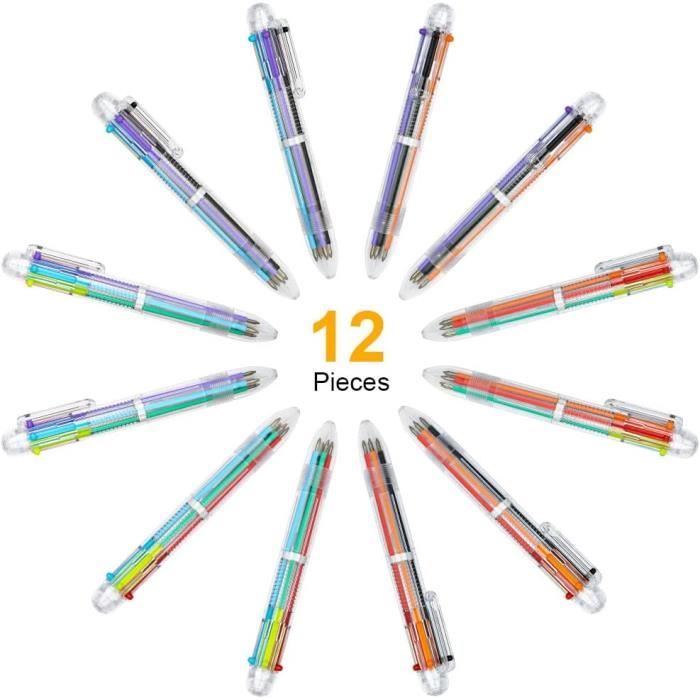 12PCS Multicolores à Stylo Bille Rétractable, Stylos Multicolores 6-en-1,  0.5mm Stylo à Bille Roulante, Stylo à Bille 6 Couleu[163] - Cdiscount  Beaux-Arts et Loisirs créatifs