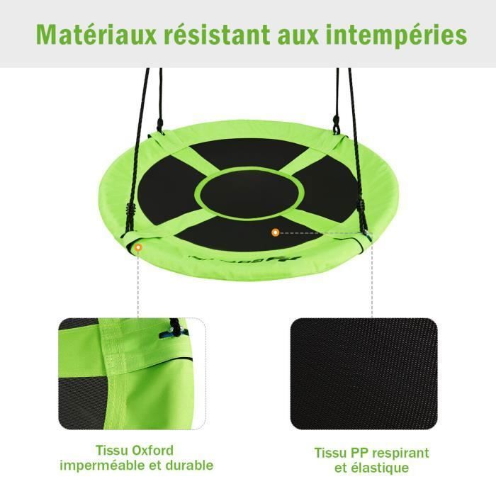 KESSER® Balançoire nid d'oiseau circulaire, réglable, diamètre : 100 cm, charge maximale : 300 kg, utilisation en intérieur et en extérieur, pour adultes et enfants KESSER® Balançoire nid d'oiseau circulaire, réglable, diamètre : 100 cm, charge maximale : 300 kg, utilisation en intérieur et en extérieur, pour adultes et enfants