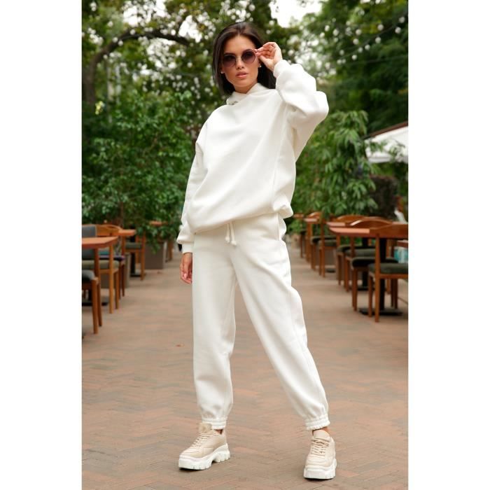 Ensemble Jogging Femme,Ensemble Sweat à Capuche et Pantalon de  Survêtement,2 Pièces Suit Chaude de Couleur Unie Yoga Fitness-Blanc Blanc -  Cdiscount Prêt-à-Porter