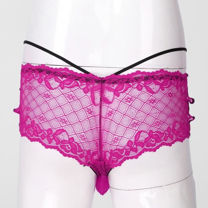 Slip dentelle rose homme deals