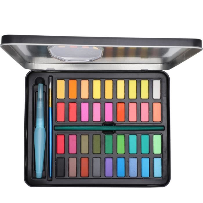 Set de Peinture Aquarelle 36 Couleurs Pigment Aquarelle Portable Fournitures de Peinture