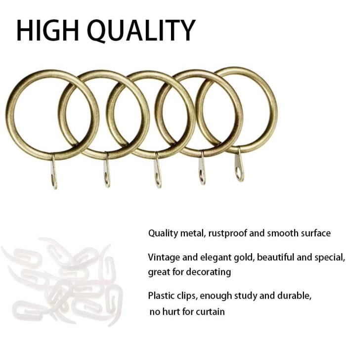 Lot De 25 Anneaux De Rideau Avec Clips Métal Argenté - Diamètre Intérieur 32 Mm, Réutilisables - 2
