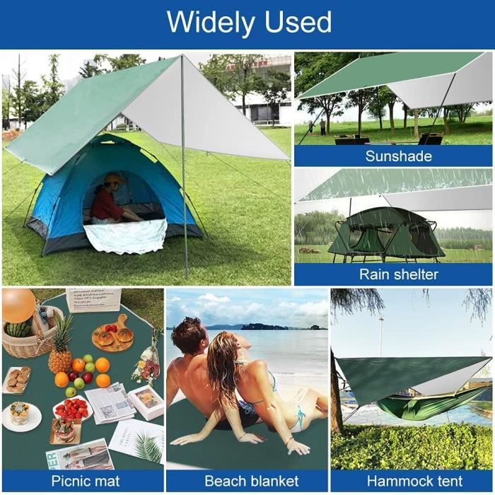 Outsunny Bâche anti-pluie bâche de tente camping bâche 5 x 3 m protection  solaire avec 2 mâts et sac de transport multifonction kaki - Cdiscount Sport