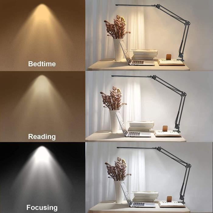 Lampe de bureau LED avec pince Lampe d'architecte 3 couleurs avec
