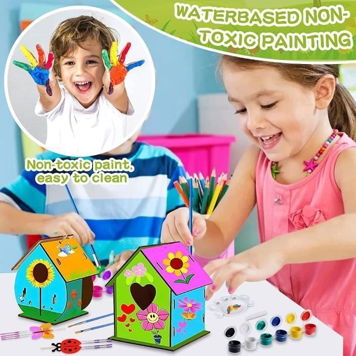 4 Pièces Maison D'Oiseau Activite Manuelle Bricolage Enfants,Cadeaux