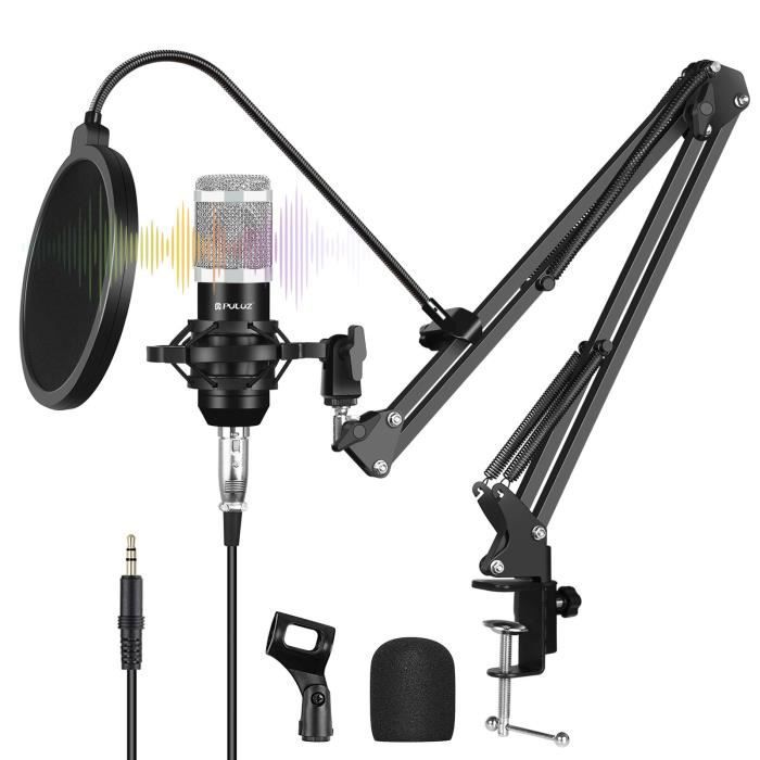 Kit microphone avec bras de ciseaux de suspension réglable pour l' enregistrement de radiodiffusion en studio