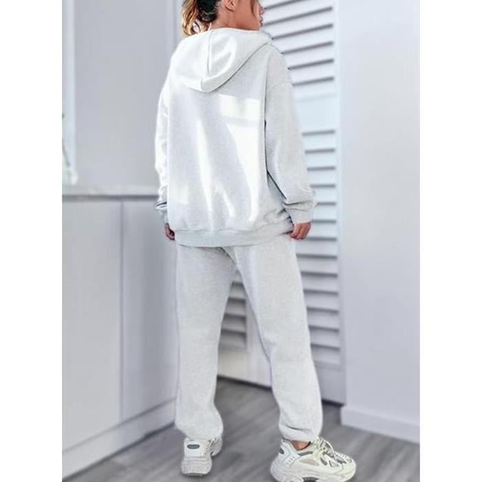 Ensemble Jogging Femme,Ensemble Sweat à Capuche et Pantalon de  Survêtement,2 Pièces Suit Chaude de Couleur Unie Yoga Fitness-Blanc Blanc -  Cdiscount Prêt-à-Porter