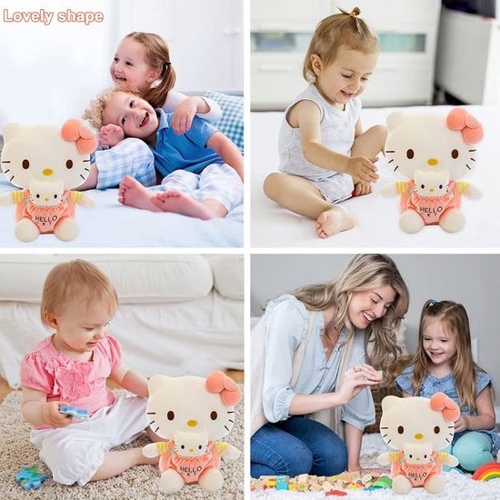 Peluche Hello Kitty 35 Cm - Doudou Doux Et Mou - Cadeau Pour Filles - Jouet Anniversaire Et Noël