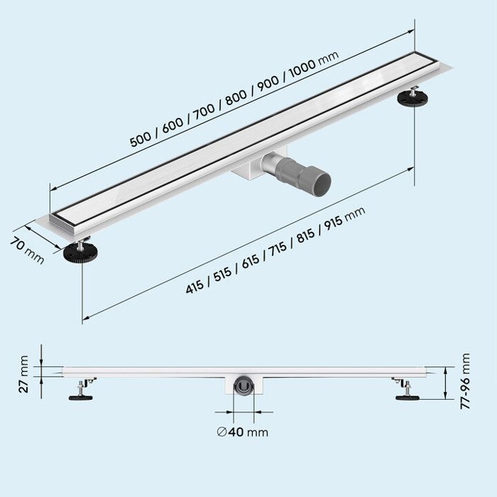 Canniveau D'évacuation Pour Douche Italienne – Drain Vague Inox 70x7 Cm Neuf