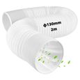 Tuyau Évacuation Climatiseur Ø130mm - 1 Pièce, Flexible 2M avec Raccord Mural, Pour Mobile Climatisation Dupcheliry