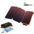 Chargeur solaire 24000mAh batterie externe portable avec 3 panneaux batterie externe étanche pour téléphone tablette-0