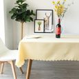Beige 140*140cm -YRYIE – nappe rectangulaire de Table, couleur unie, blanc, 100% Polyester, pour salle à manger, taille personnalisé-0