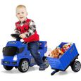 DREAMADE Camion Porteur Enfant avec Remorque de Rangement, Voiture à Pousser avec Volant Musique Phares pour Enfant 18-36Mois, Bleu-0