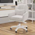 BRAND BatonY Chaise bureau avec Accoudoir, Fauteuil ergonomique avec Soutien Lombaire,Siège de bureau Pivotante,Réglable en Hauteur,Blanc